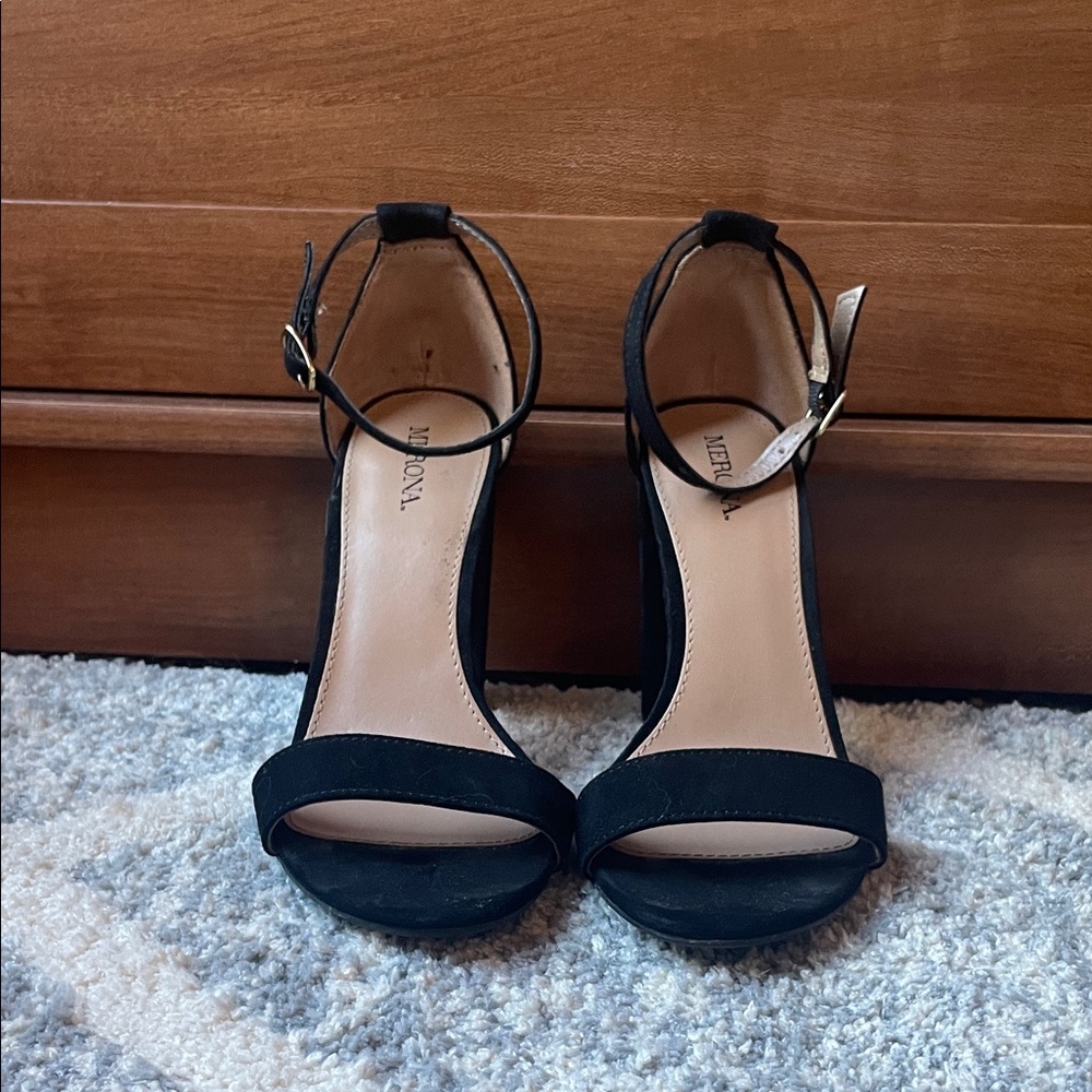 Black Ankle-Strap Stiletto Heels